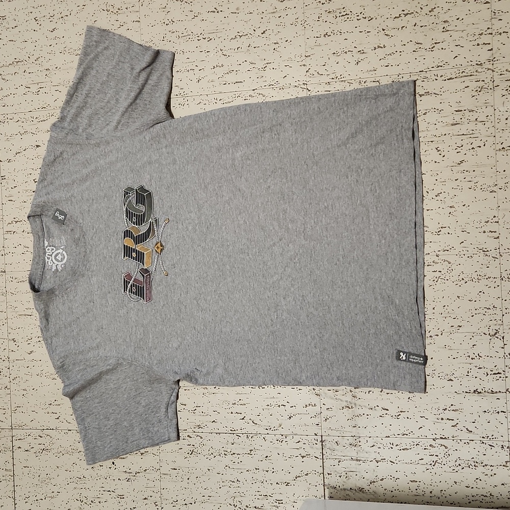 LRG Lifted Research Group Gray Rasta Spellout Logo Crewneck T-Shirt Vintage Y2K